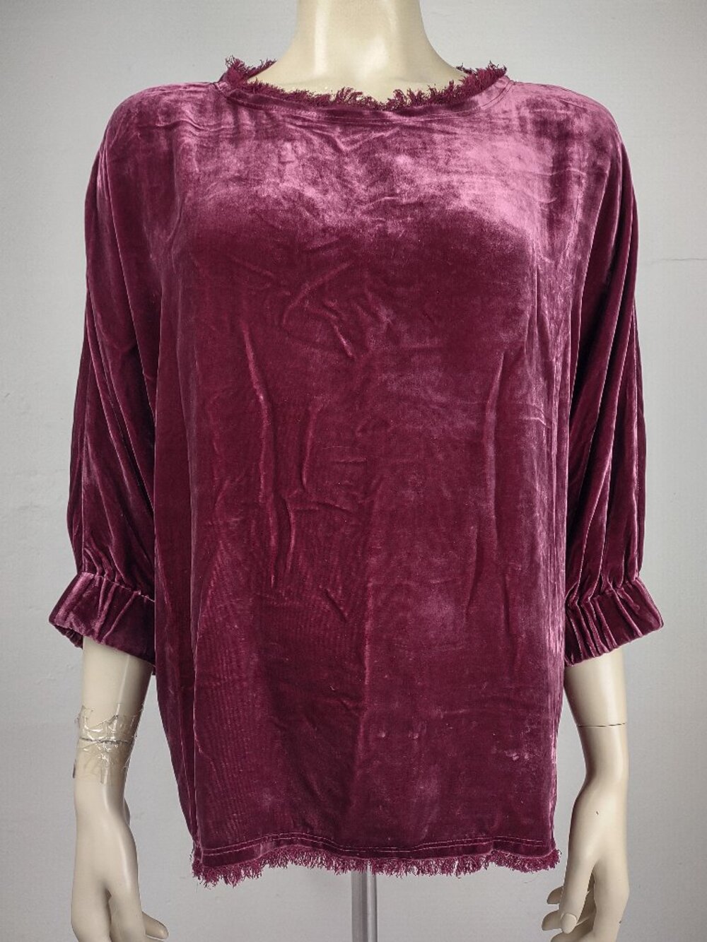 Sundance burgundy dark red velour oversized blouse top ladies XS  X-Small